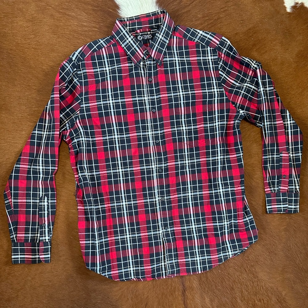 Men's Red and Black Plaid Shirt